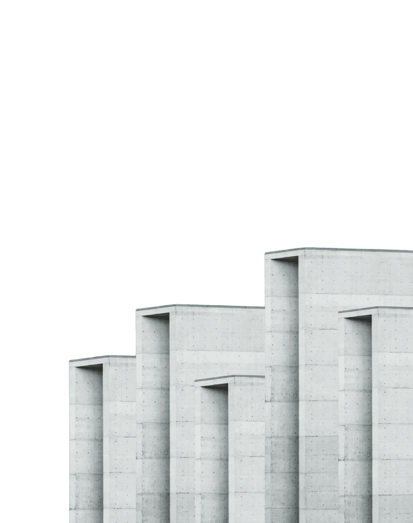 Modern brutalist concrete architecture with geometric stepped structures